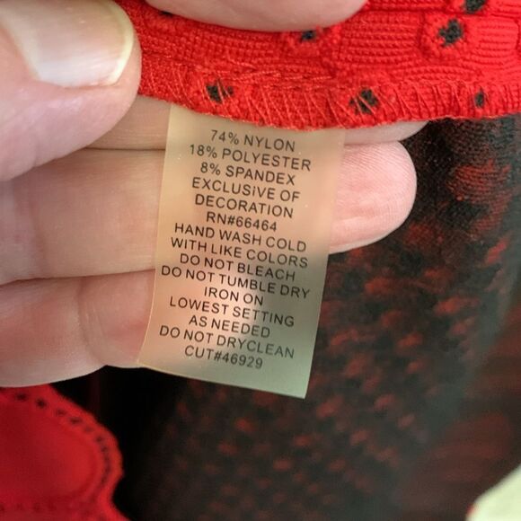 Julia Jordan Red Black Eyelet Elbow Sleeve Knee Length Bodycon Dress Size 4 - Picture 10 of 14